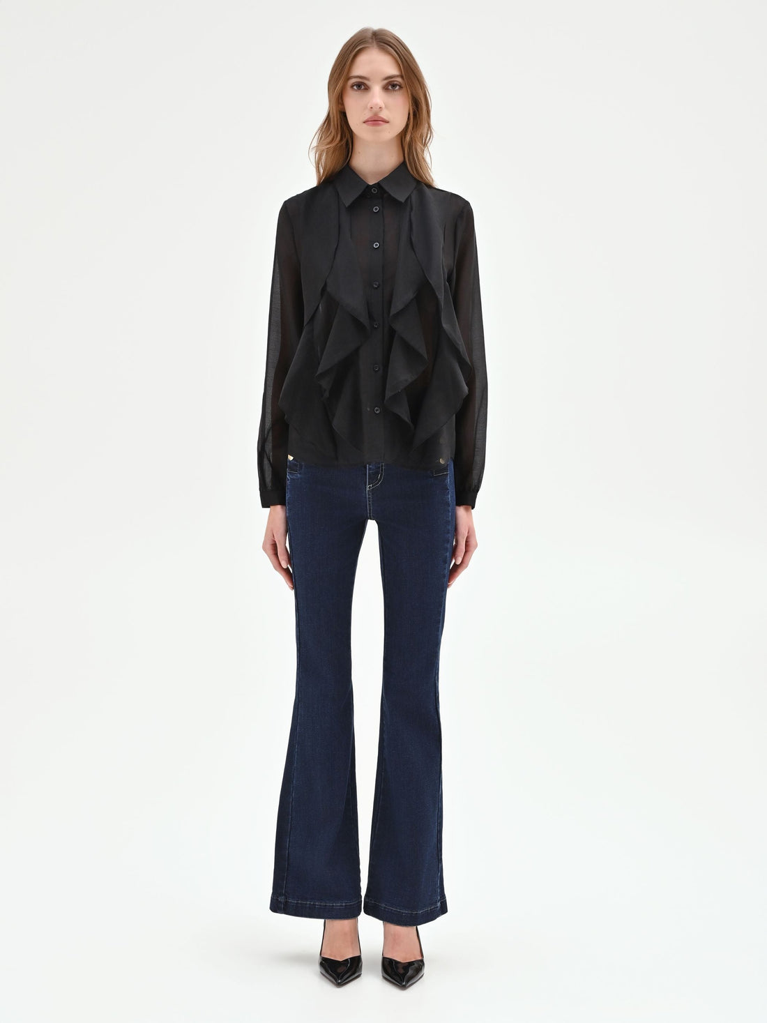 Camicia nera con rouches