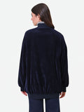 Bomber oversize in velluto blu navy Giorgia Palmas X Rinascimento