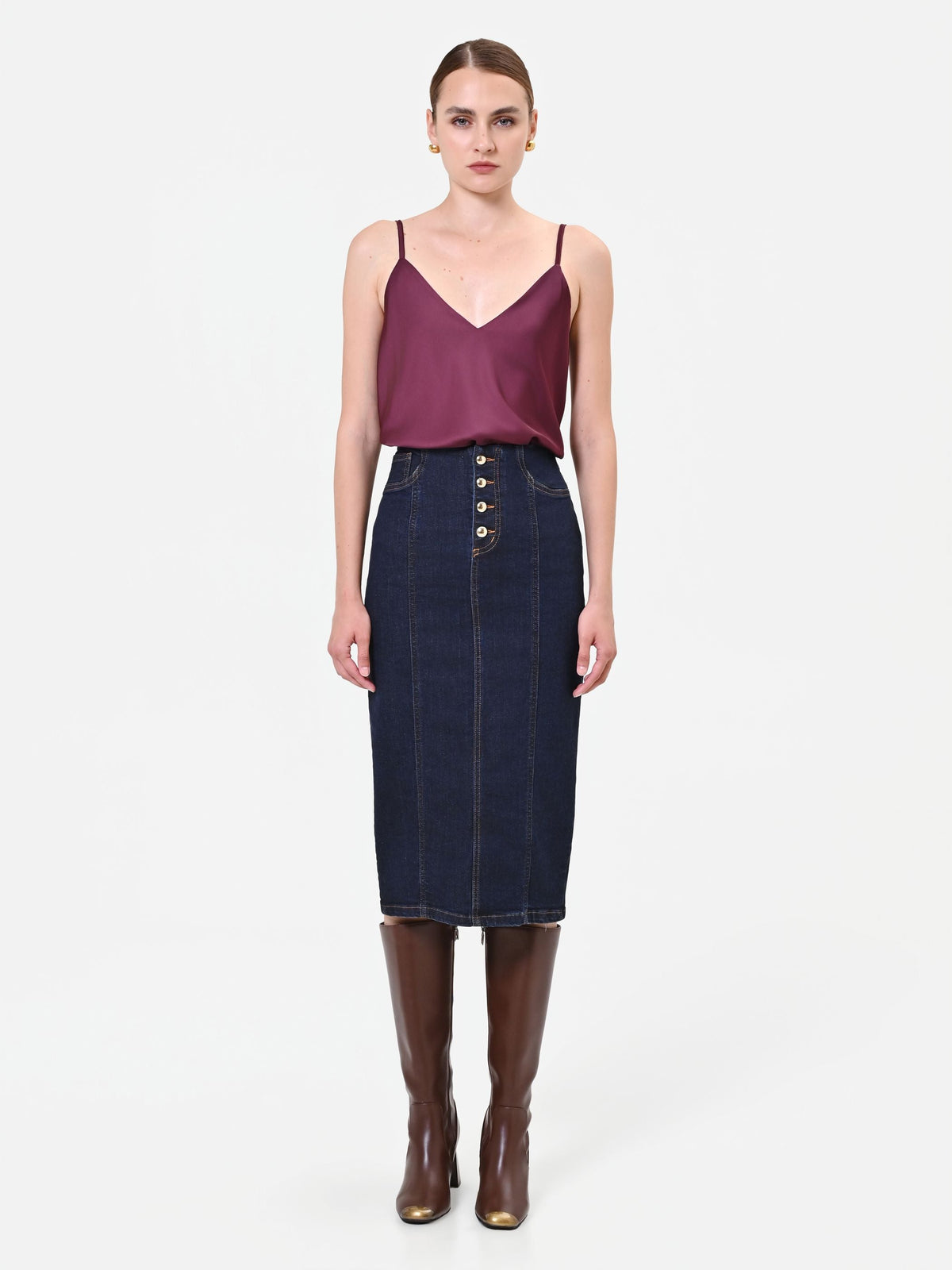 Top lingerie in raso bordeaux rosso