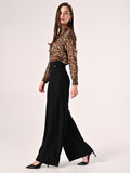 Pantaloni Neri con Cintura Fibbia Gold