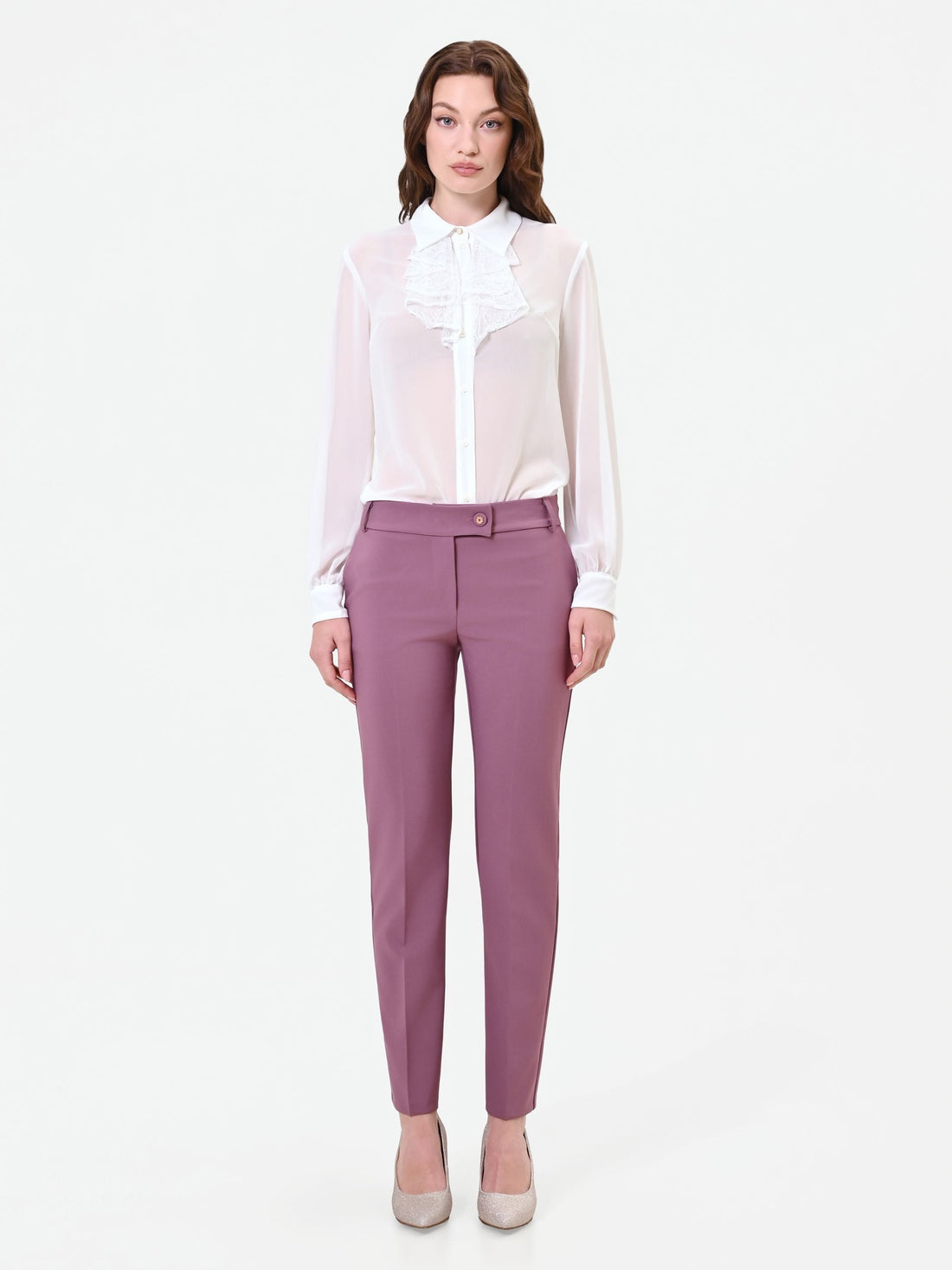 Pantalone rosa antico a sigaretta