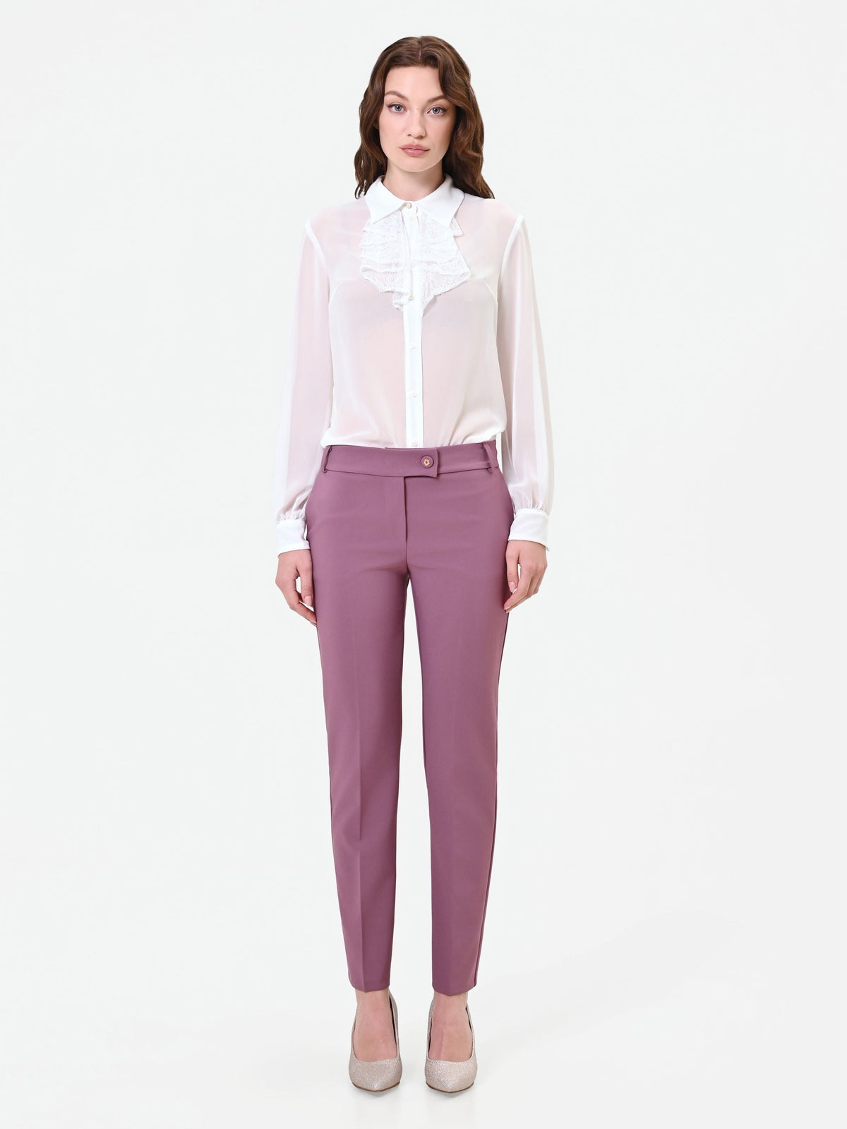 Pantalone rosa antico a sigaretta