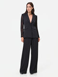Pantalone palazzo nero con fascia in pizzo