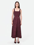 Gonna midi bordeaux intessuto jacquard lamé