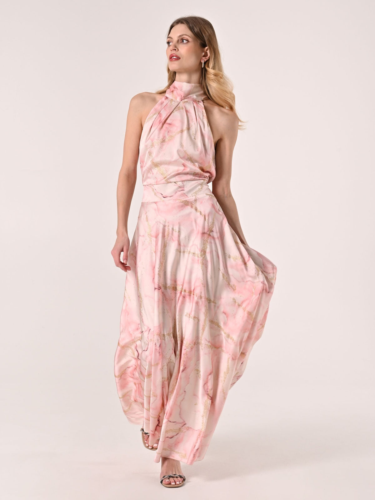 Abito scollo all'Americana Marmorizzato Rosa