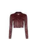 Giacca corta bordeaux rosso effetto pelle