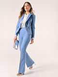 Pantaloni a Zampa Azzurri effetto Denim