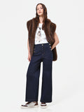 Jeans blu navy a palazzo con bottoni stile marina