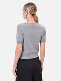 Maglia in lana grigio chiaro a maniche corte