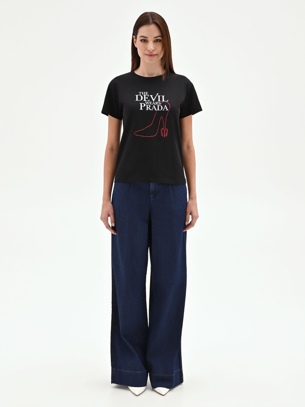 T-shirt nera 'The Devil Wears Prada' in cotone