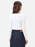 Maglia panna bianco con scollo a barchetta in misto viscosa