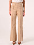 Pantaloni Beige in Cotone con Patte