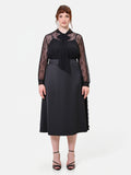 Gonna Midi Curvy in Raso con Inserti in Pizzo
