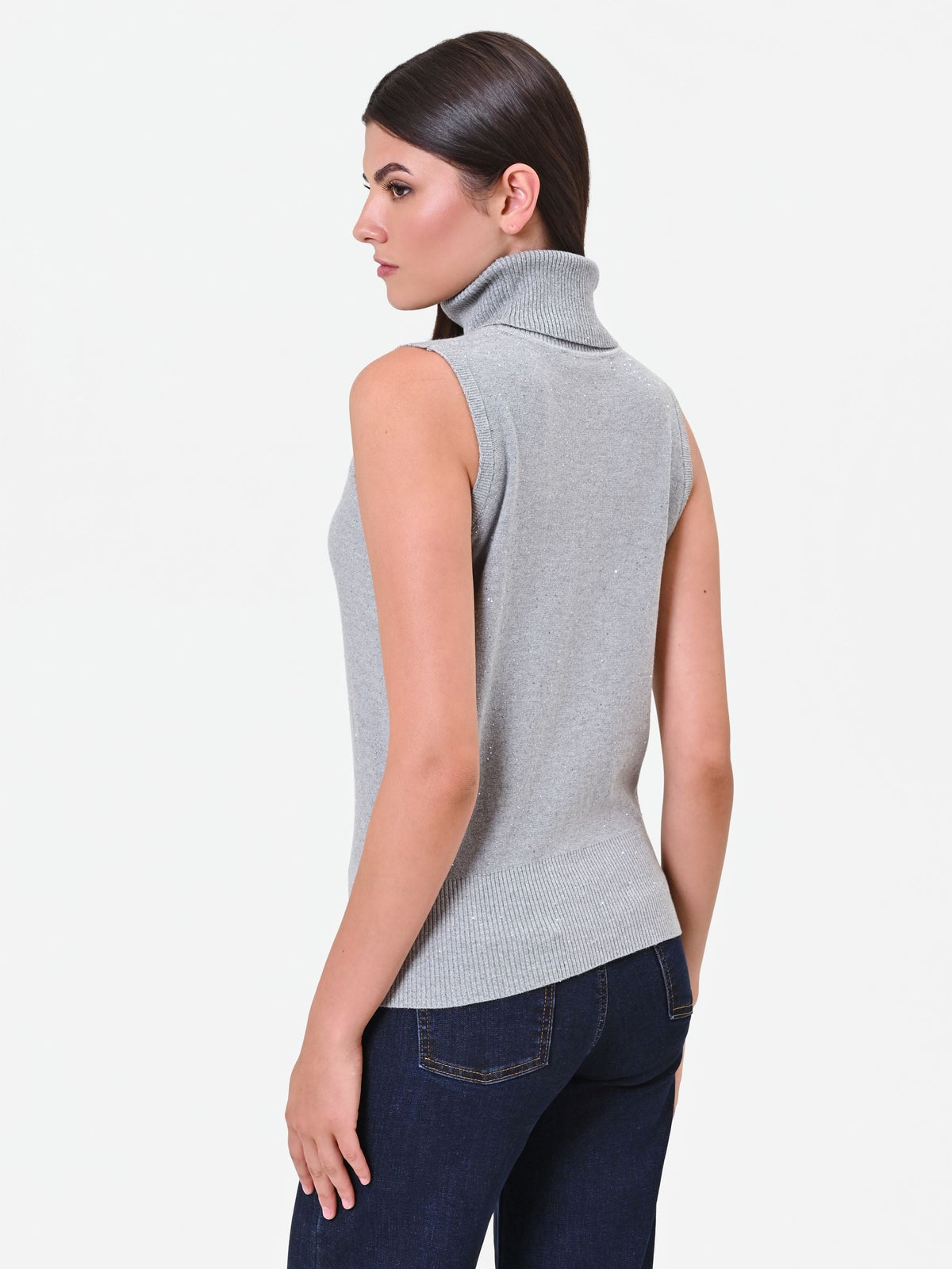 Maglia dolcevita smanicata grigio chiaro Giorgia Palmas X Rinascimento