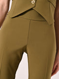 Pantaloni in Tessuto Tecnico Verde Militare con Fascione in Vita