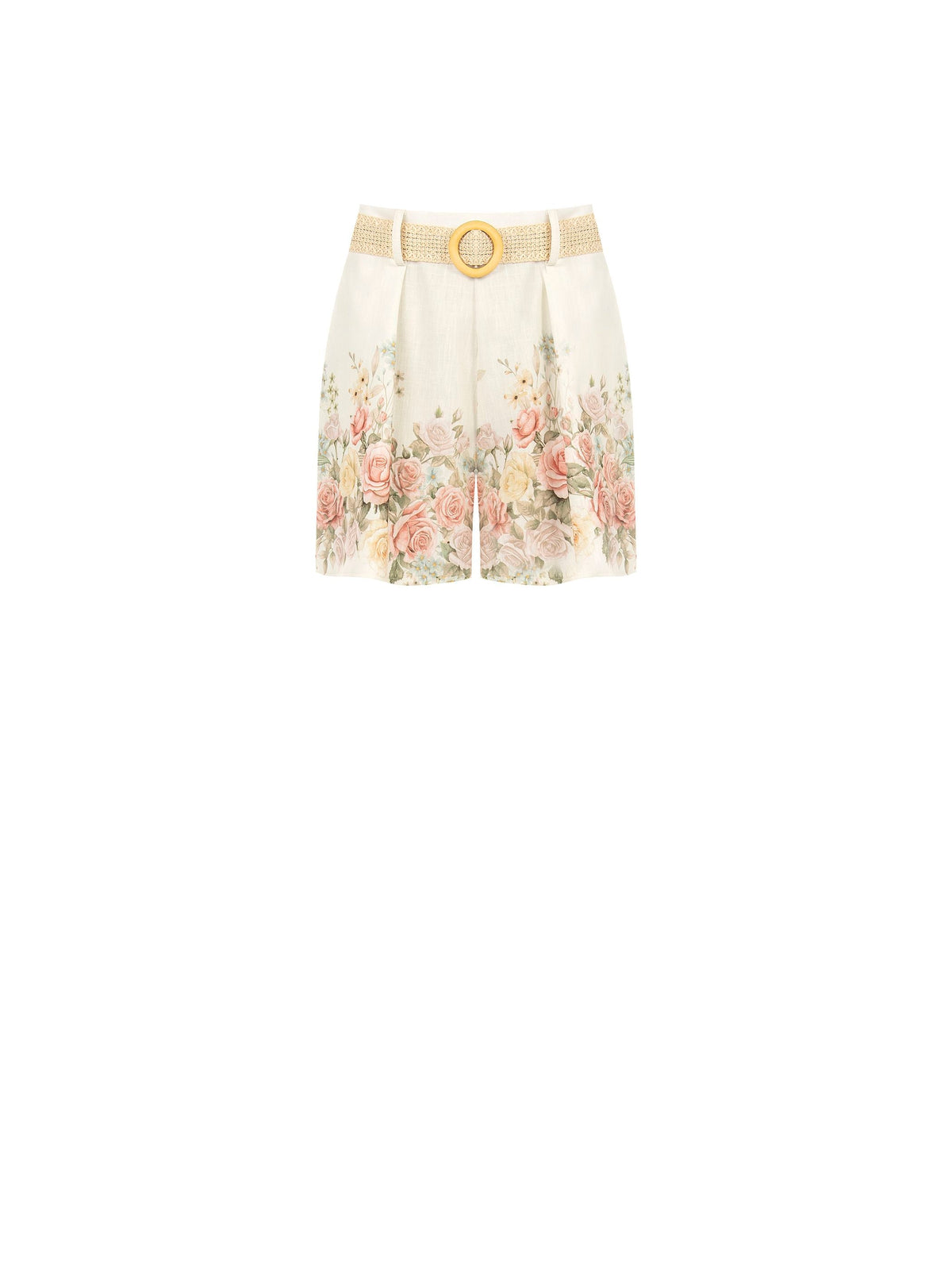 Pantalone shorts bianco a fantasia floreale