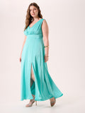 Abito Curvy Lungo Verde Acqua