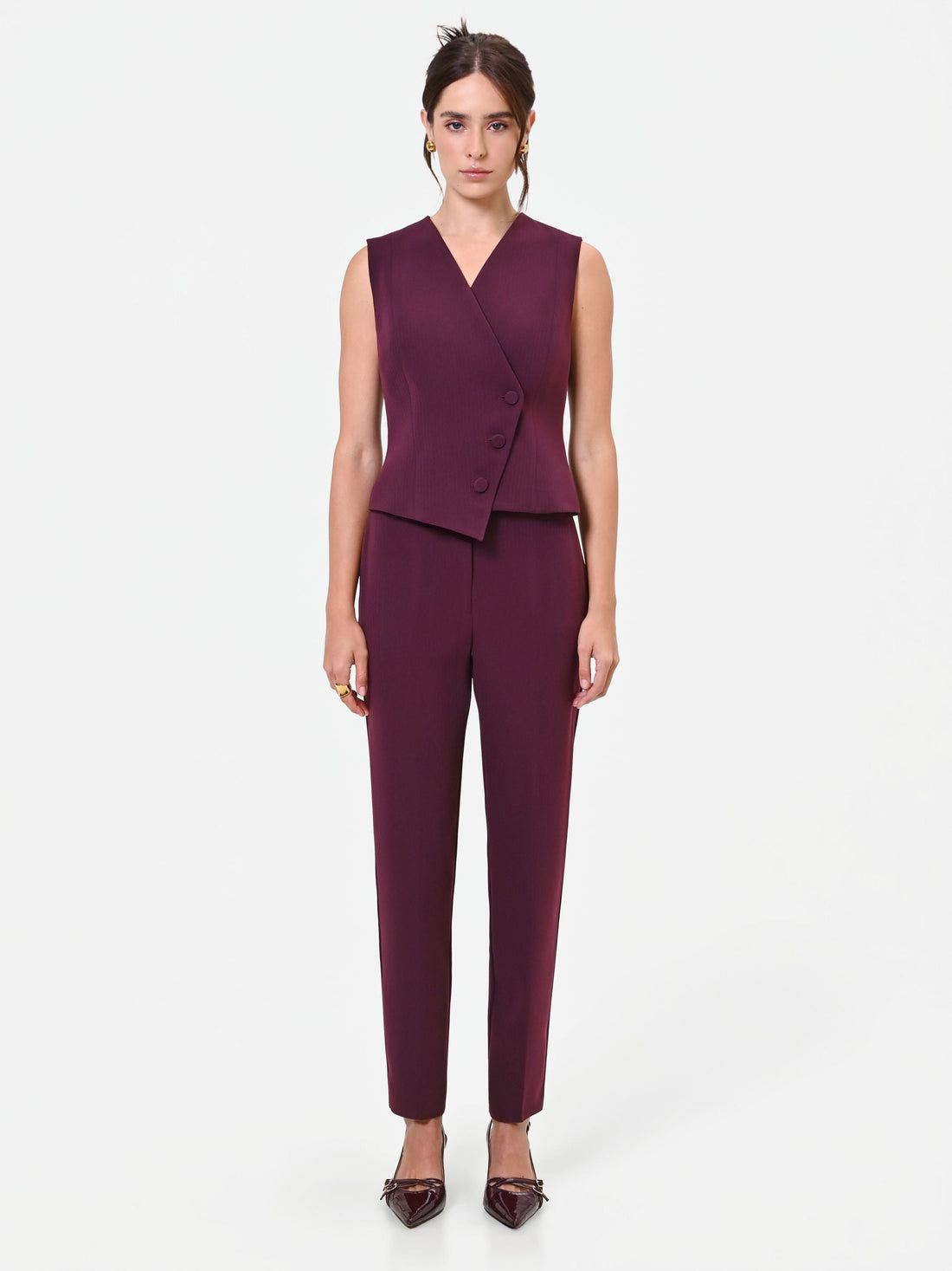 Gilet Studio Gessato bordeaux in crepe