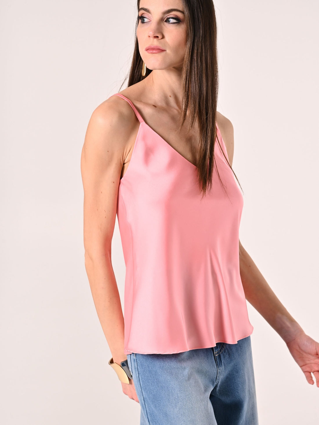 Top Spalline Sottili Rosa Antico
