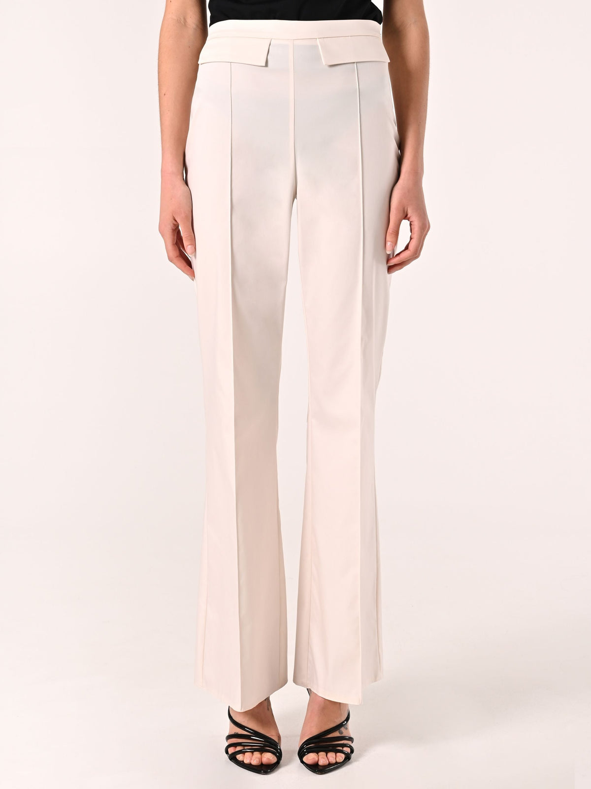 Pantaloni Bianchi in Cotone con Patte