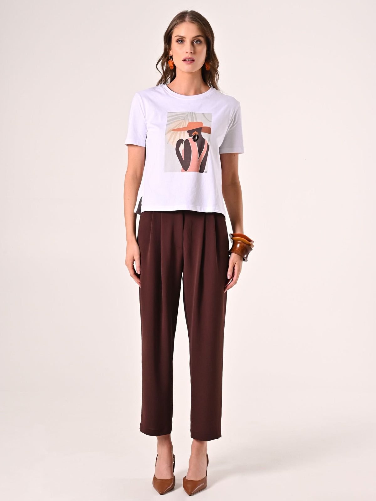 T-Shirt in Cotone con Stampa & Orecchino