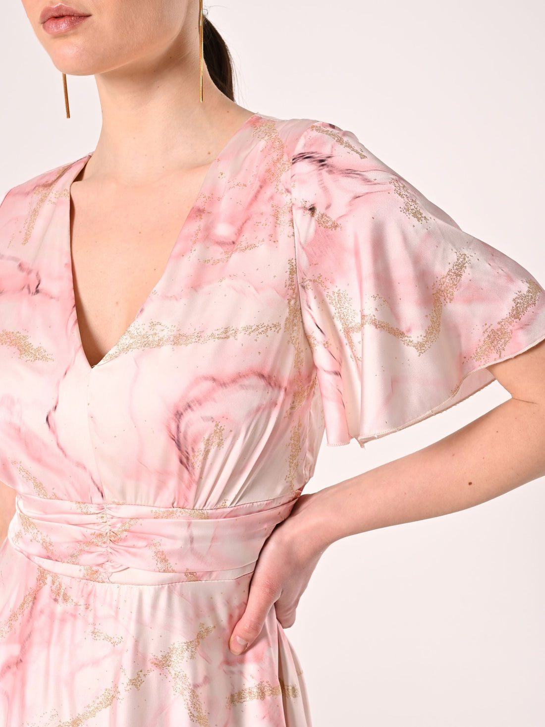 Abito Lungo Marmorizzato Glitter Rosa