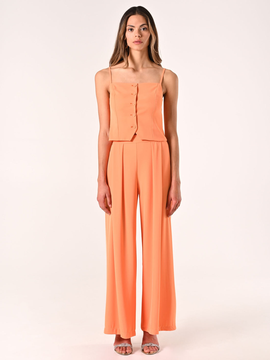 Top Arancione in Tessuto Fluido