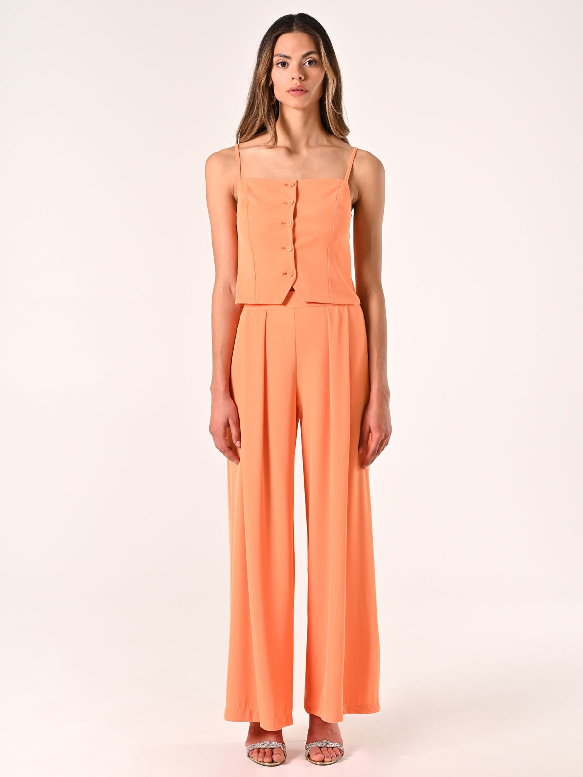 Top Arancione in Tessuto Fluido