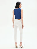 Jeans bianchi skinny con bottoni laterali