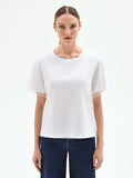 T-shirt bianca con doppio velo e applicazioni brillanti