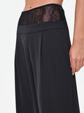 Pantalone palazzo nero con fascia in pizzo