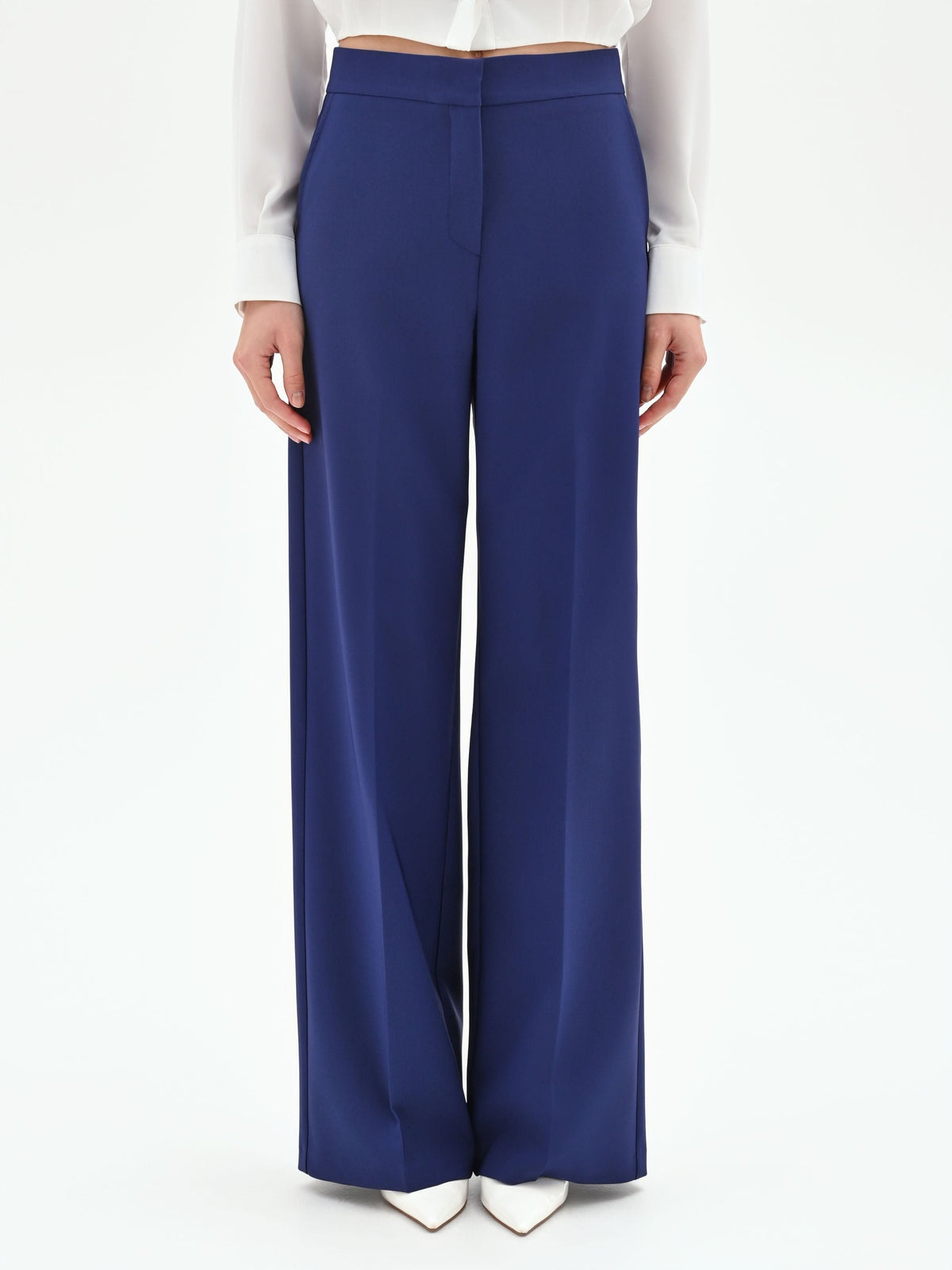 Pantalone Studio a palazzo in tessuto tecnico blu indaco