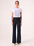Pantaloni Blu in Cotone con Patte