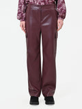 Pantalone cargo bordeaux rosso in similpelle