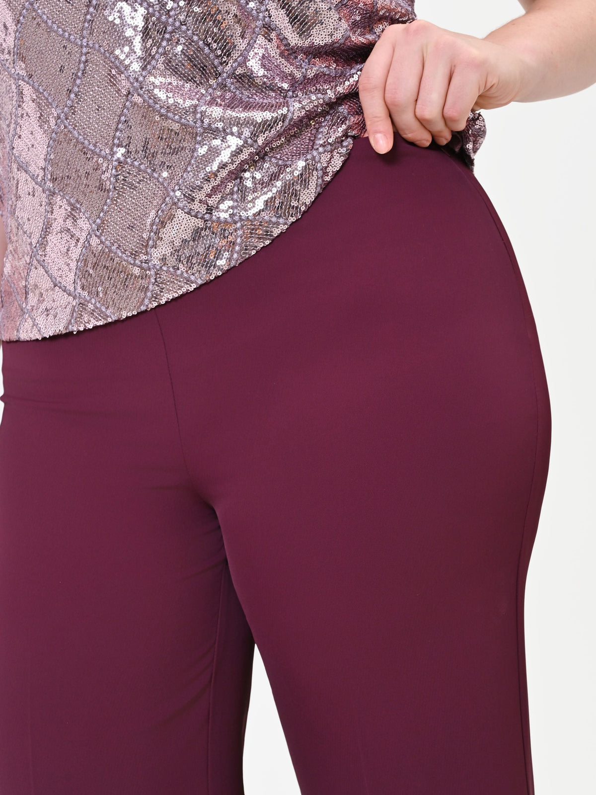 Pantalone Curvy a palazzo cady bordeaux rosso