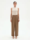 Pantalone a palazzo fango marrone in cadi