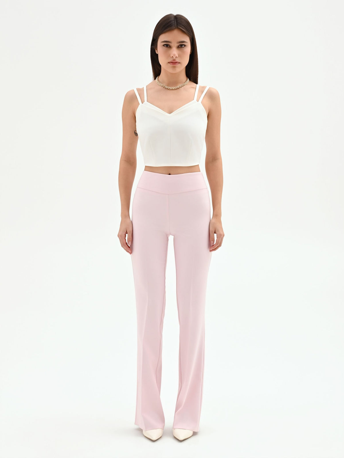 Top crop bianco con doppie spalline