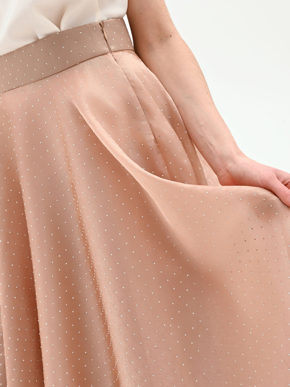 Gonna marrone bronzo con strass allover