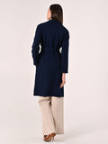 Cappotto Blu in Doppio Crepe