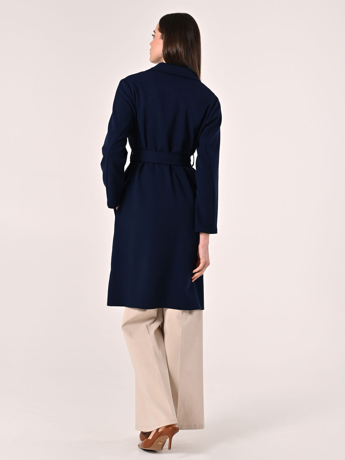 Cappotto Blu in Doppio Crepe