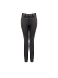 Leggings neri in similpelle con zip frontale