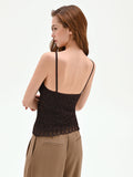 Top in pizzo stretch cioccolato