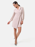 Abito tortora beige a portafoglio con rever