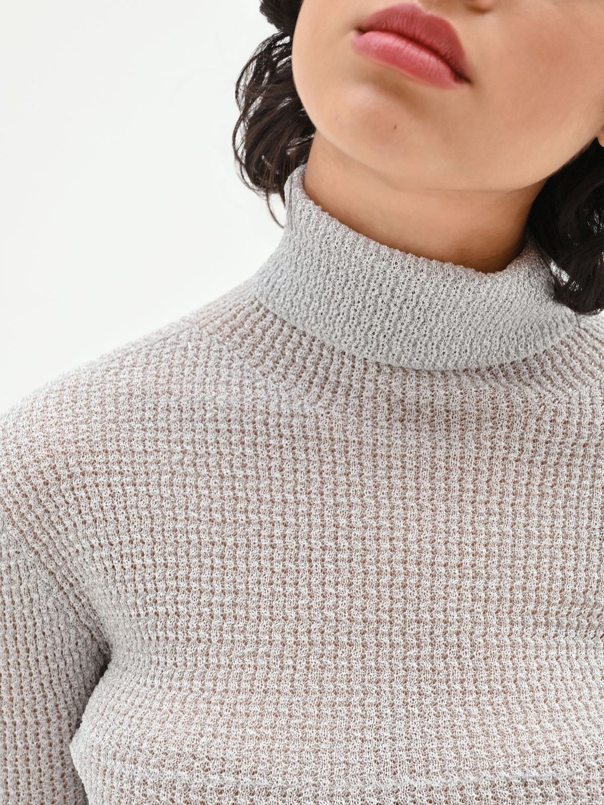 Maglia argento con texture a nido d'ape