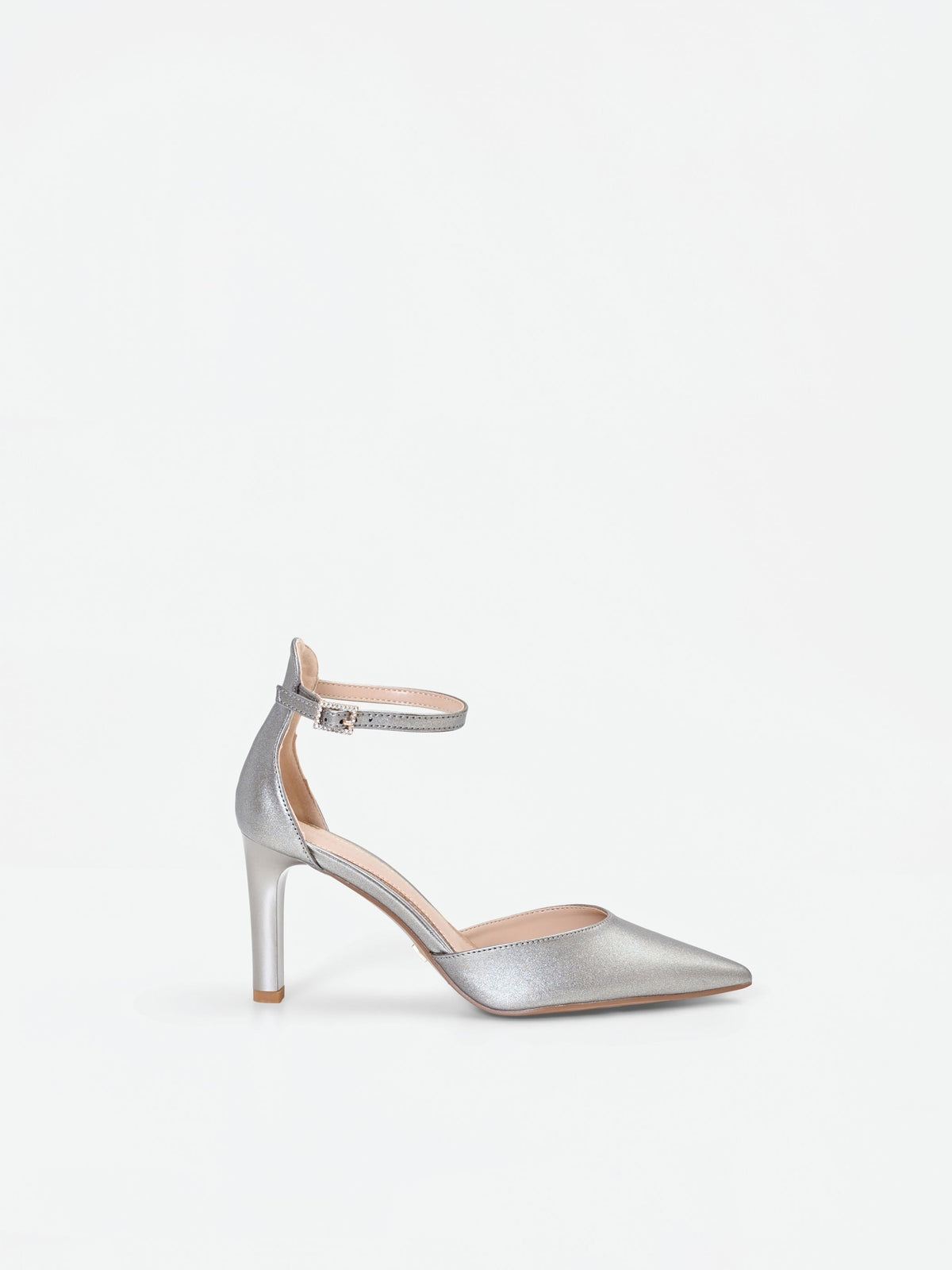 Décolleté metallizzata con cinturino