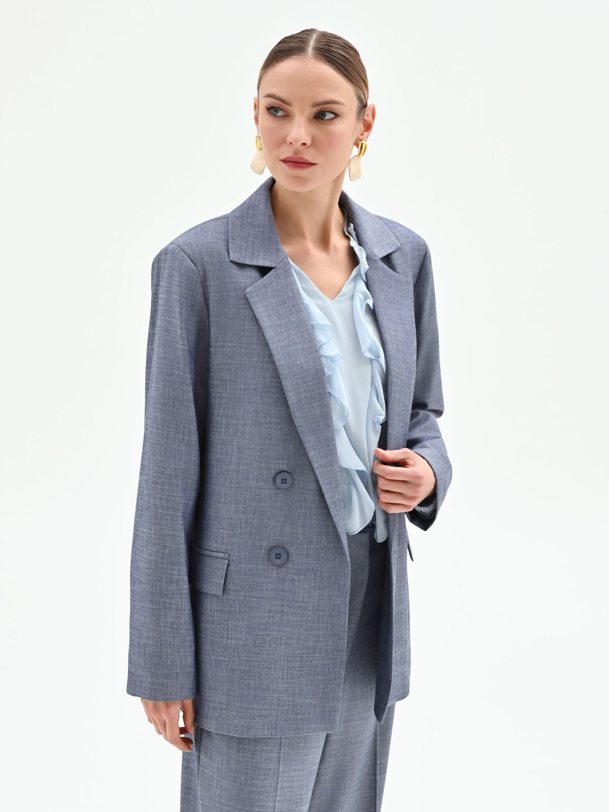 Giacca doppiopetto in chambray
