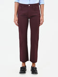 Pantalone cropped bordeaux rosso in twill di cotone