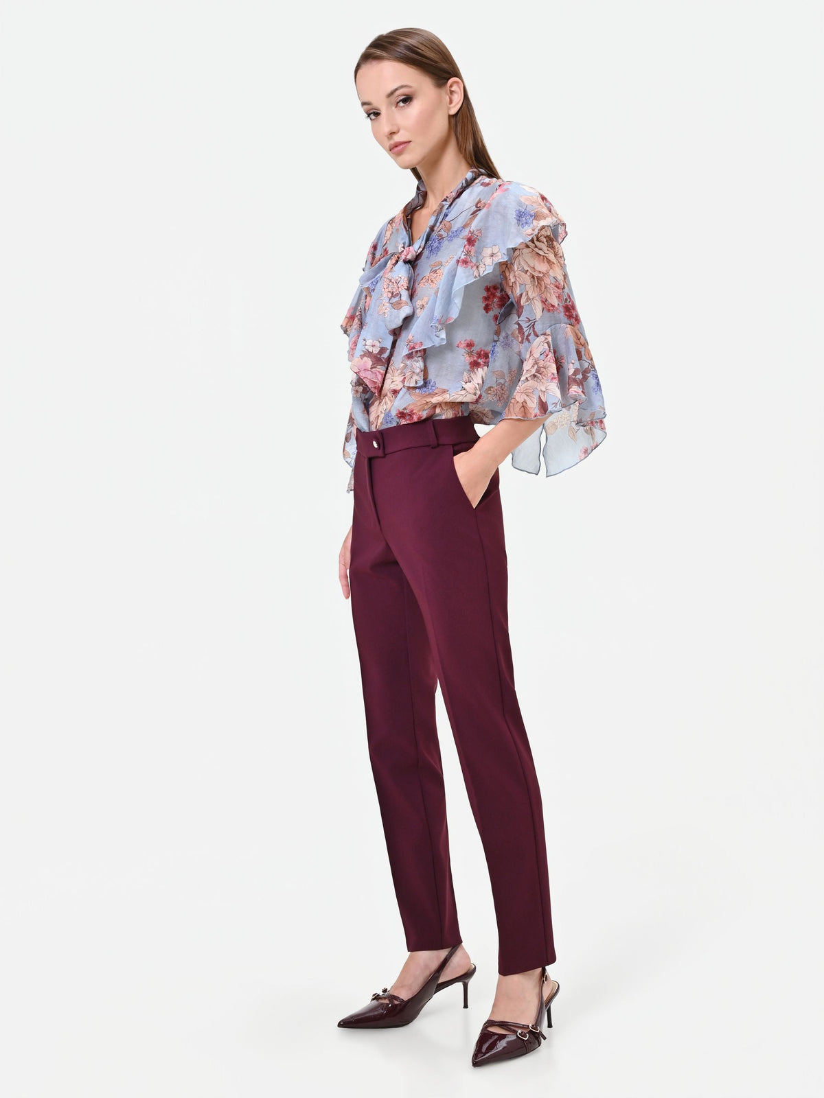 Pantalone a sigaretta bordeaux