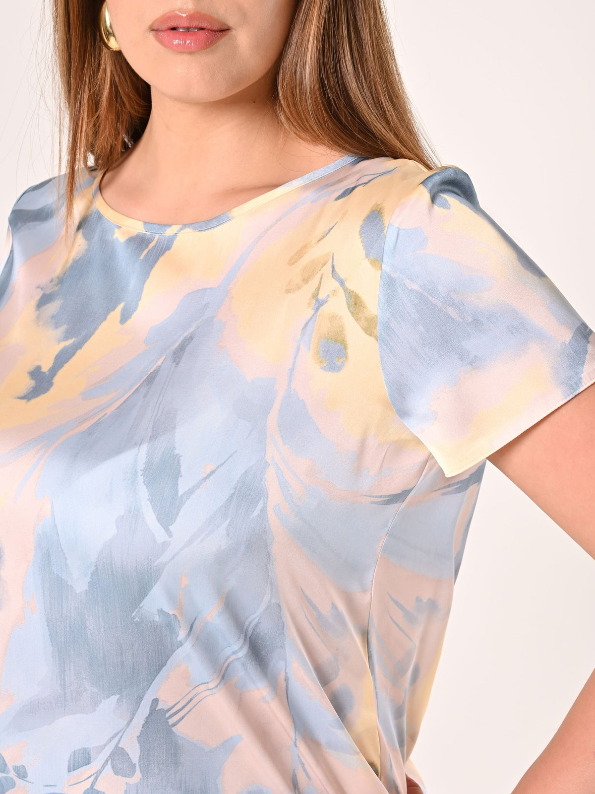 Blusa Curvy stampa Azzurra & Gialla