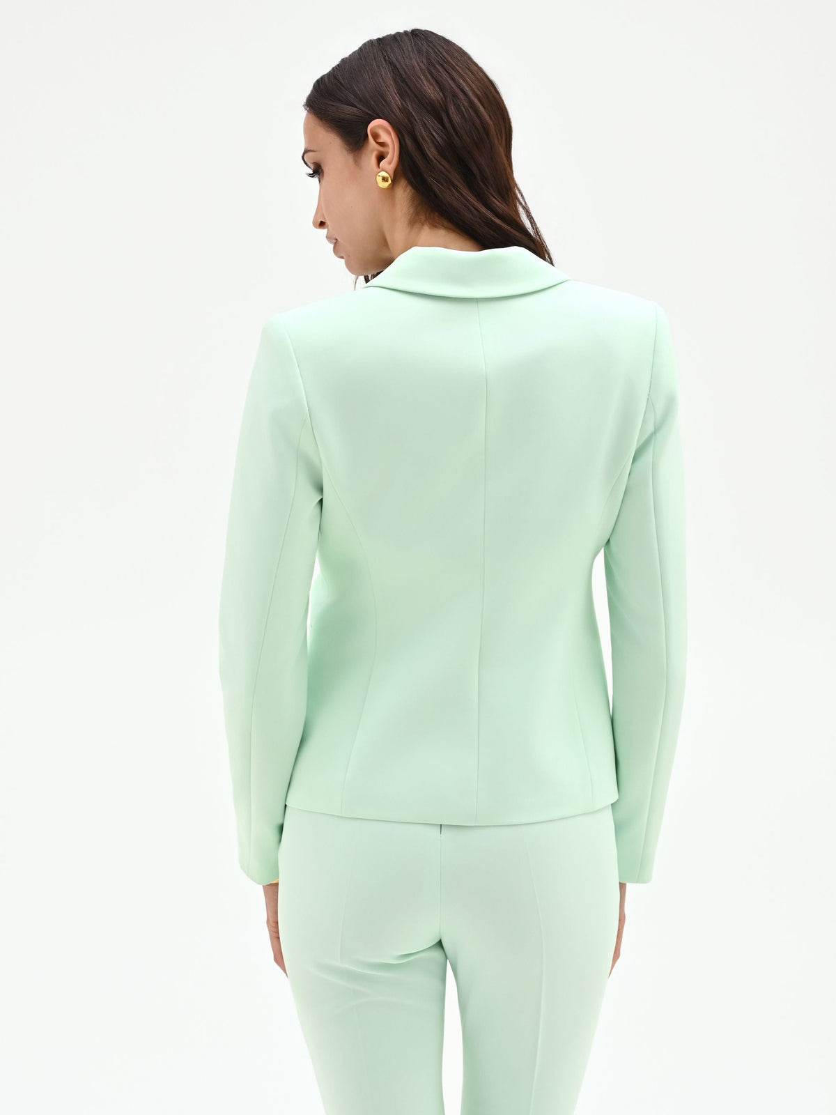 Giacca blazer verde menta con revers a lancia